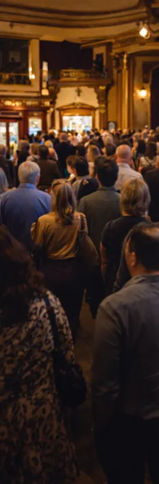 Crowds arriving at a live entertainment venue