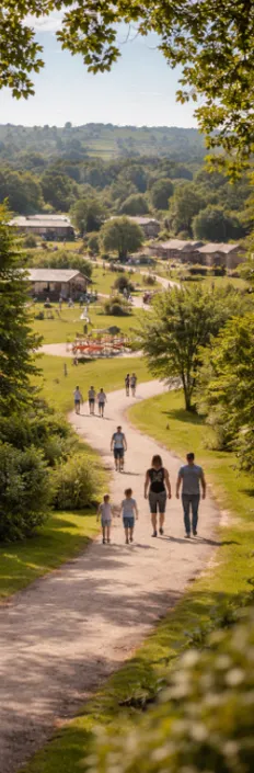 Wide outdoor holiday park with paths and facilities